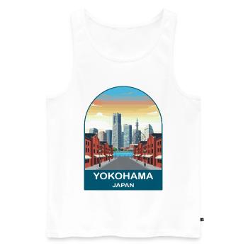 Yokohama Japan Minato Mirai Reiseplakat - Männer Premium Bio Tank Top - Weiß - Vorne - Michal (187cm)