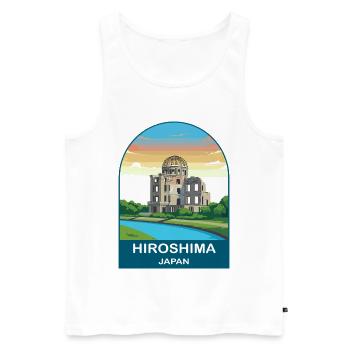 Hiroshima Japan Vintage Travel Poster Art - Men's Premium Organic Tank Top - white - Front - AI Model Male 178 light (178cm)