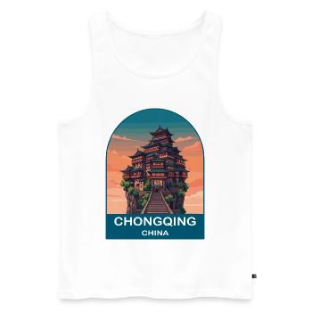 Affiche de voyage vintage de Chongqing, Chine Hongyadong - Débardeur bio Premium Homme - blanc - Devant - Michal (187cm)