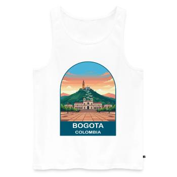 Bogota Colombia Skyline Vintage Travel Art - Men's Premium Organic Tank Top - white - Front - Michal (187cm)