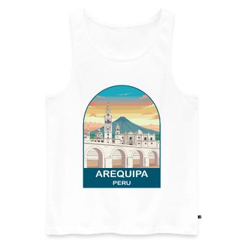 Arequipa Peru Volcano Vintage Travel Poster - Men's Premium Organic Tank Top - white - Front - Michal (187cm)