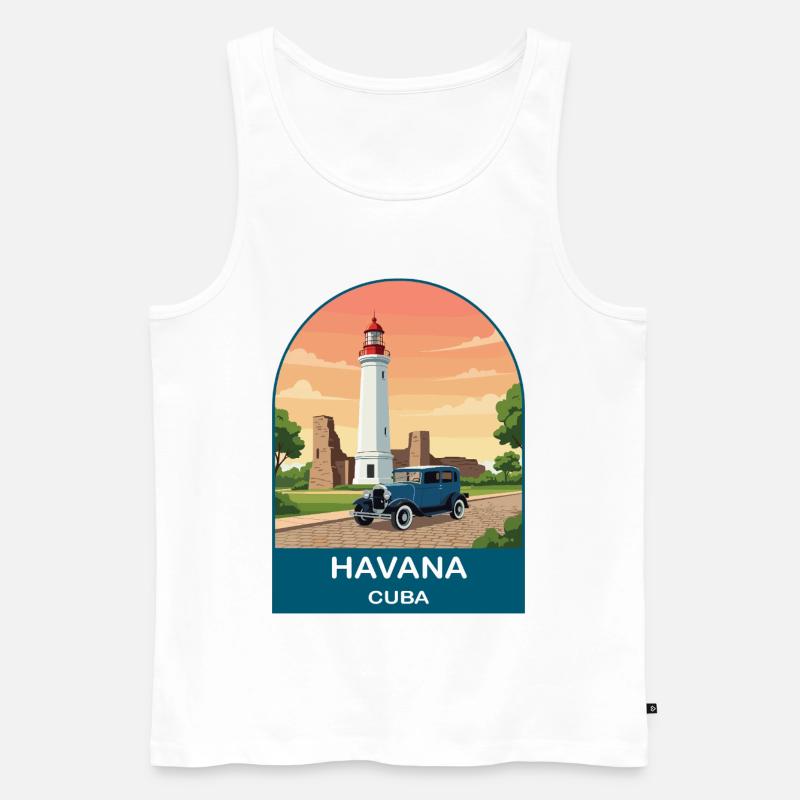 Havana Cuba Oldtimer-Reiseplakat - Männer Premium Bio Tank Top - Weiß
