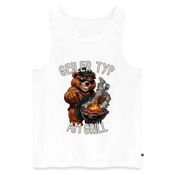 Geiler Typ Am Grill - Männer Premium Bio Tank Top - Weiß - Vorne - Michal (187cm)