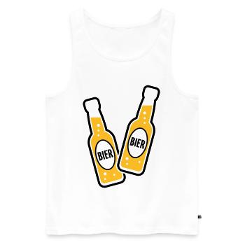 2 Bierflaschen Stoßen An (Bier Biertrinker POS 2C) - Männer Premium Bio Tank Top - Weiß - Vorne - AI Model Male 178 light (178cm)