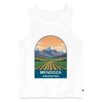 Mendoza Argentina Vineyard & Andes Travel Poster - Men's Premium Organic Tank Top - white - Front - AI Model Male 178 light (178cm)