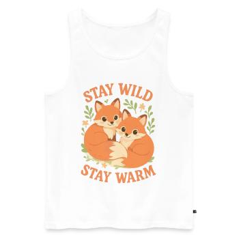 Douces renards dans la forêt – Restez Sauvages, Au Chaud - Débardeur bio Premium Homme - blanc - Devant - Michal (187cm)