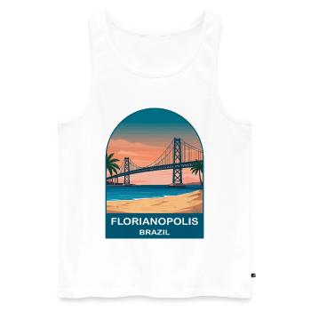 Florianópolis Brazil Bridge Vintage Travel Art - Men's Premium Organic Tank Top - white - Front - Michal (187cm)