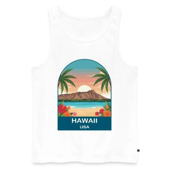 Art d’affiches de voyage vintage Hawaii USA - Débardeur bio Premium Homme - blanc - Devant - Michal (187cm)