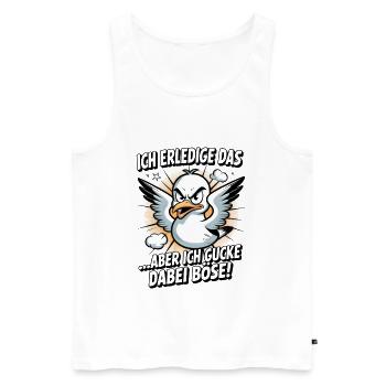 Ich erledige das  Möwe Witziger Vogel - Männer Premium Bio Tank Top - Weiß - Vorne - Michal (187cm)
