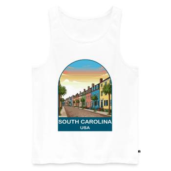 Affiche de voyage vintage de Caroline du Sud USA - Débardeur bio Premium Homme - blanc - Devant - Michal (187cm)