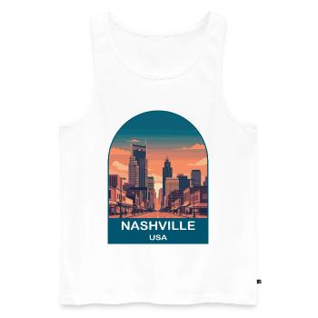 Art d’affiches de voyage vintage à Nashville USA - Débardeur bio Premium Homme - blanc - Devant - Michal (187cm)