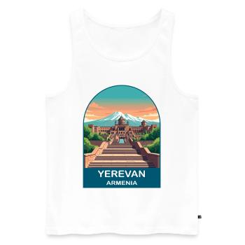 Arménie d’Erevan Mont Ararat Art de voyage vintage - Débardeur bio Premium Homme - blanc - Devant - Michal (187cm)
