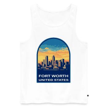 Fort Worth Texas Skyline Retro Sonnenuntergangs-Reiseabzeichen - Männer Premium Bio Tank Top - Weiß - Vorne - Michal (187cm)