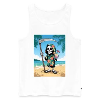 Funny Grim Reaper in Hawaiian shirt - Men's Premium Organic Tank Top - white - Front - Michal (187cm)