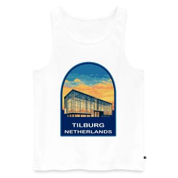 Tilburg Netherlands Modern Architecture Retro Badg - Men's Premium Organic Tank Top - white - Front - Michal (187cm)