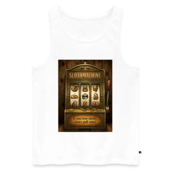 SlothMachine – Chaque tirage gagne pour les amateurs de paresseux - Débardeur bio Premium Homme - blanc - Devant - Michal (187cm)