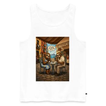 NAPoli – Coffee Ain't Working, I will take a nap - Männer Premium Bio Tank Top - Weiß - Vorne - Michal (187cm)