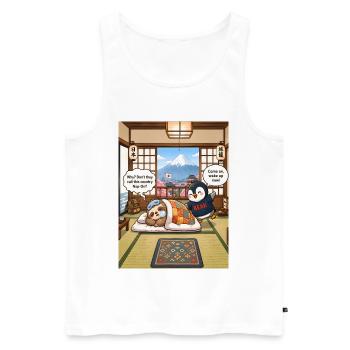 Nap-On – Funny Japan Sloth Pun Design - Männer Premium Bio Tank Top - Weiß - Vorne - Michal (187cm)