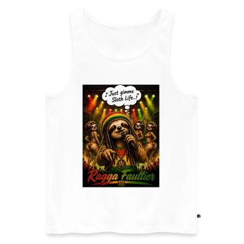 Ragga Faultier – Just Gimme Sloth Life Reggae - Männer Premium Bio Tank Top - Weiß - Vorne - Michal (187cm)