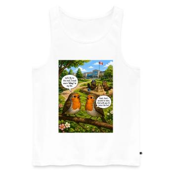 Robin Bling – Jeu de mots drôle avec Robin Bird - Débardeur bio Premium Homme - blanc - Devant - Michal (187cm)