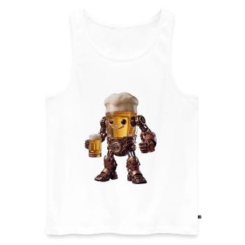 Steampunk Beer Bot - Men's Premium Organic Tank Top - white - Front - Michal (187cm)