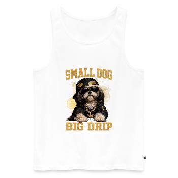 Small Dog Big Drip – Cooler Shih Tzu Hundeprint - Männer Premium Bio Tank Top - Weiß - Vorne - Michal (187cm)