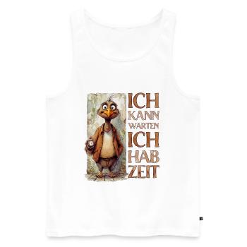 Alter Geier: Ich kann warten, ich hab Zeit! - Männer Premium Bio Tank Top - Weiß - Vorne - Michal (187cm)