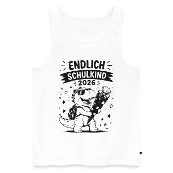 Endlich Schulkind 2026 Dino Feier - Männer Premium Bio Tank Top - Weiß - Vorne - Michal (187cm)