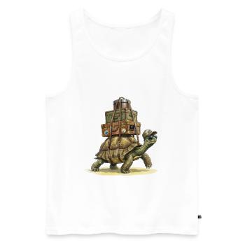 Lustige Reise Schildkröte mit Koffer Urlaubs Motiv - Männer Premium Bio Tank Top - Weiß - Vorne - Michal (187cm)