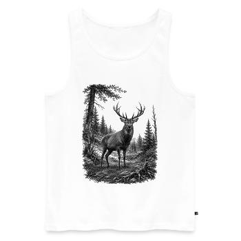 Majestic Deer in Nature in Drawing Style - Men's Premium Organic Tank Top - white - Front - Michal (187cm)
