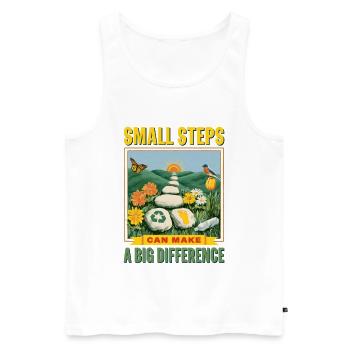 Small steps, big impact - Men's Premium Organic Tank Top - white - Front - Michal (187cm)