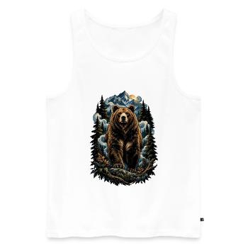 Bär im Bergwald – Natur-Tierkunst - Männer Premium Bio Tank Top - Weiß - Vorne - Michal (187cm)