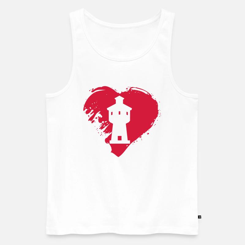 Langeoog Herz Wasserturm Geschenk - Männer Premium Bio Tank Top - Weiß