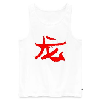 Drache (Lóng) Chinesisch - Männer Premium Bio Tank Top - Weiß - Vorne - AI Model Male 178 light (178cm)