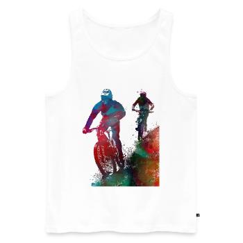 Cyclisme Vélo Sport Art #cycling #sport - Débardeur bio Premium Homme - blanc - Devant - Michal (187cm)