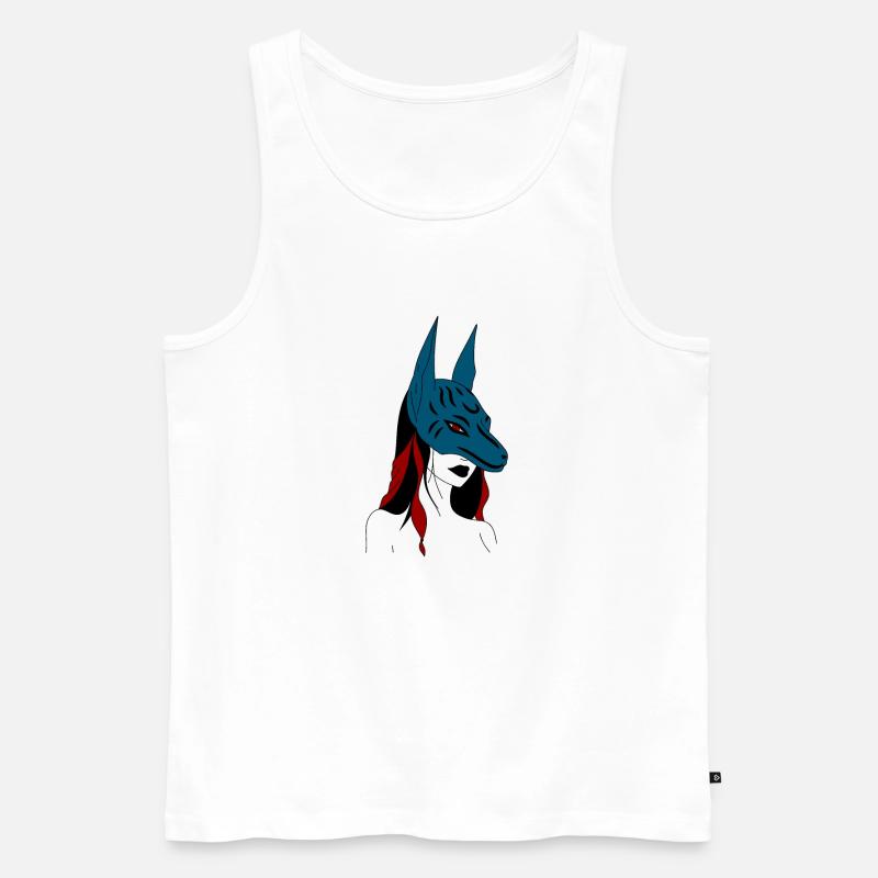 Anime Mädchen mit Anubis Maske - Männer Premium Bio Tank Top - Weiß