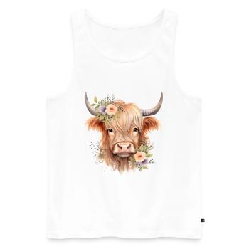 Cadeau personnalisé de vache écossaise Highland pour les filles - Débardeur bio Premium Homme - blanc - Devant - Michal (187cm)