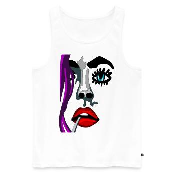 Face Eye Hair Mouth Nose Art Graffiti Style - Men's Premium Organic Tank Top - white - Front - AI Model Male 178 light (178cm)