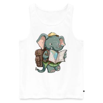 Elefanten-Entdecker - Männer Premium Bio Tank Top - Weiß - Vorne - AI Model Male 178 light (178cm)