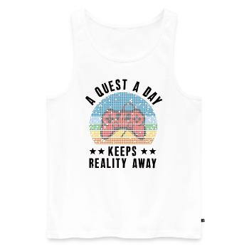 Gamer A Quest A Day Spielen - Männer Premium Bio Tank Top - Weiß - Vorne - Michal (187cm)