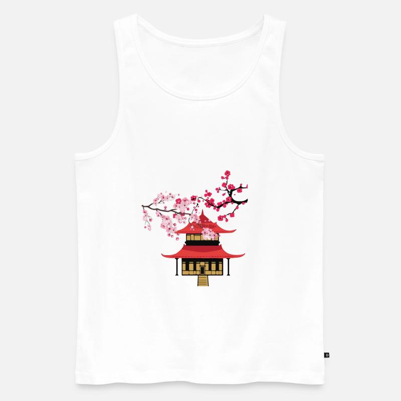 Japanese Cherry Blossoms - Männer Premium Bio Tank Top - Weiß