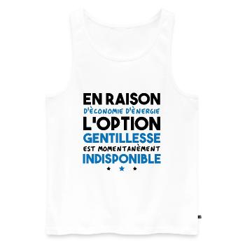 Option gentillesse indisponible - Débardeur bio Premium Homme - blanc - Devant - Michal (187cm)