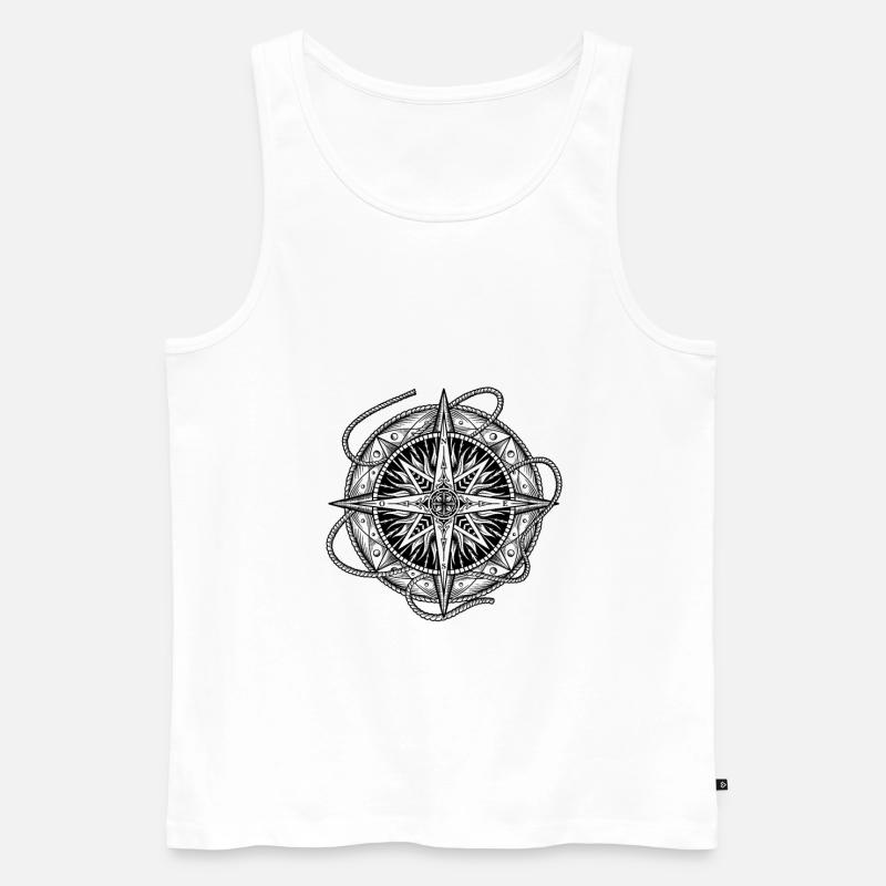 Kompassrose mit Schiffstau - Männer Premium Bio Tank Top - Weiß