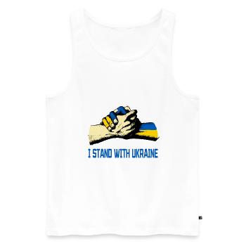 Je suis aux côtés de l’Ukraine - Débardeur bio Premium Homme - blanc - Devant - Michal (187cm)