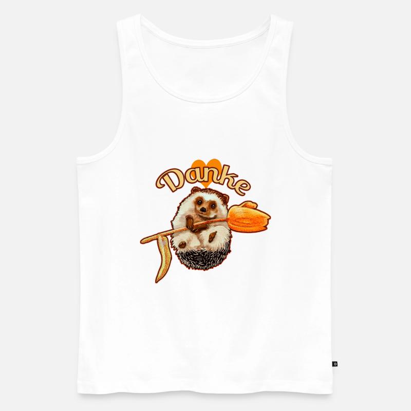 Süßer Igel mit Danke Botschaft - Männer Premium Bio Tank Top - Weiß