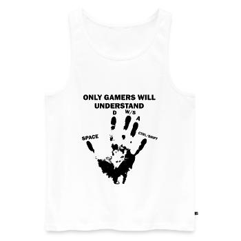 Gamer PC Online - Men's Premium Organic Tank Top - white - Front - AI Model Male 178 light (178cm)
