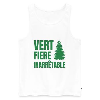 vert fière inarrêtable écologie - Débardeur bio Premium Homme - blanc - Devant - Michal (187cm)