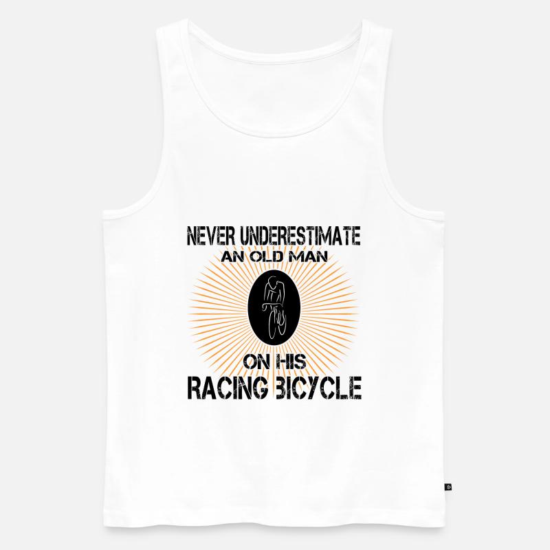 Never underestimate an old man - Männer Premium Bio Tank Top - Weiß