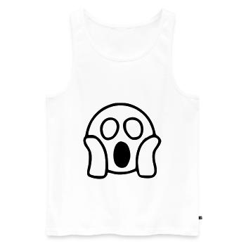 Emoji erschrocken Skizze schwarz - Männer Premium Bio Tank Top - Weiß - Vorne - Michal (187cm)