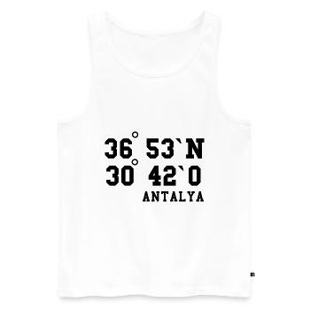 Antalya coordonne l’idée de vacances en Turquie - Débardeur bio Premium Homme - blanc - Devant - AI Model Male 178 light (178cm)